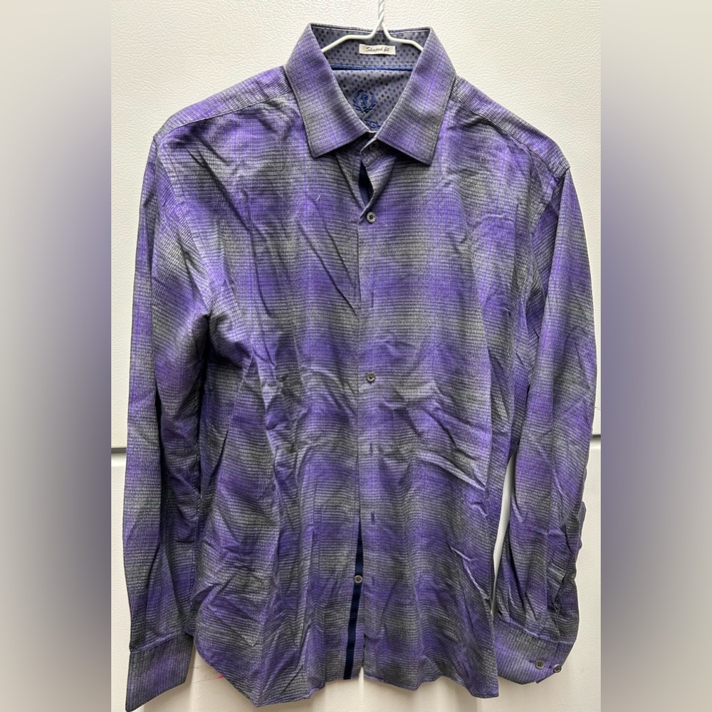 Bugatchi Purple and Black Casual Button Down Shirt